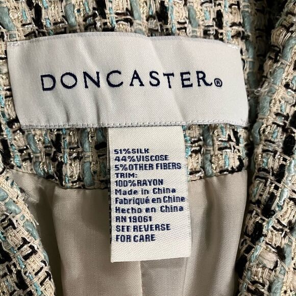 Doncaster Blazer Silk Blend Size 14 Cream Teal Black - Picture 7 of 10